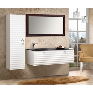 ORKA Anzer Banyo Dolabı Takımı Parlak Beyaz 120 cm ORKA5000024