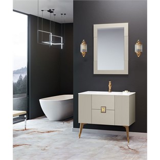 ORKA Adria Banyo Dolabı Takımı Mat Vizon Altın 120 cm ORKA5000017