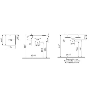 VitrA Metropole Çanak Lavabo Kare 40x40 cm Beyaz 7533B003-0673