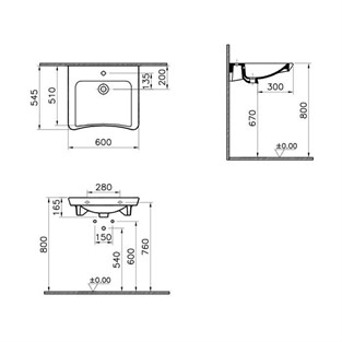 VitrA S20 Bedensel Engelli Lavabosu 60 cm 5289B003-0001