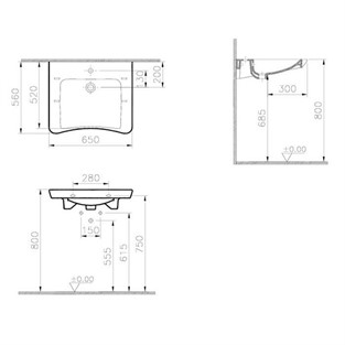 VitrA S20 Bedensel Engelli Lavabosu 65 cm 5291B003-0001