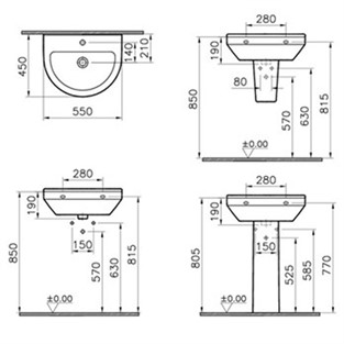 VitrA S50 Lavabo 55 cm 5301L003-0001