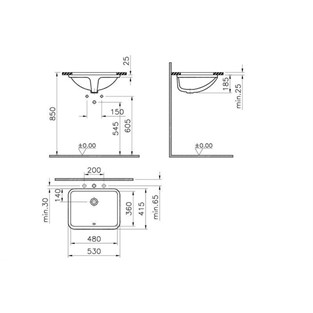VitrA S50 Tezgahaltı Lavabo 48 cm Beyaz 5339B003-0012
