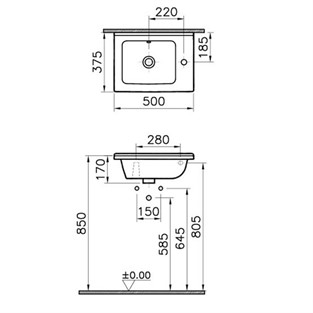 S50 Etajerli Lavabo Sağdan Tek Armatür Delikli 5346B003-0001