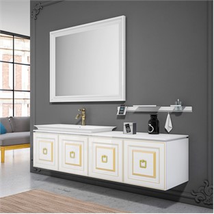ORKA Style Banyo Dolabı Takımı Beyaz Altın 160 cm ORKA5000771