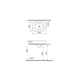 VitrA Outline Çanak Lavabo Mat Siyah 60 cm 5995B483-0016