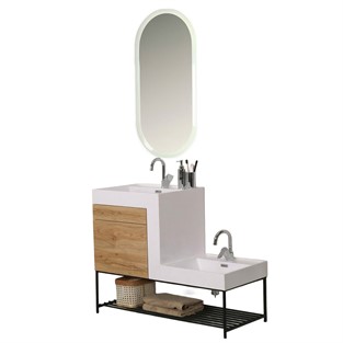 Kobos Up-Down 100 cm Banyo Dolabı Seti Light Walnut
