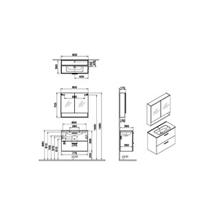 VitrA Mia Banyo Dolabı Seti 80 cm Beyaz 66050