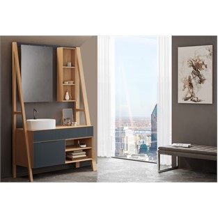 ORKA  Aura Banyo Dolabı Takımı Meşe 125 cm ORKA5000027