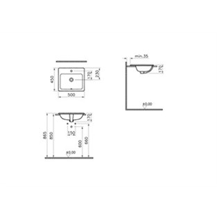 VitrA S20 Tezgahüstü Lavabo 50 cm 5464B003-0001