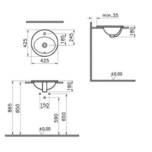VitrA S20 Tezgahüstü Lavabo 43 cm 5466B003-0001