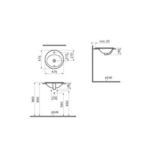 VitrA S20 Tezgahüstü Lavabo 48 cm 5467B003-0001