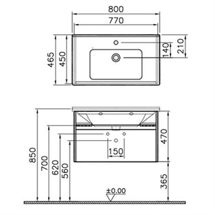 VitrA S50+ Lavabo Dolabı 80 cm Parlak Beyaz 54738