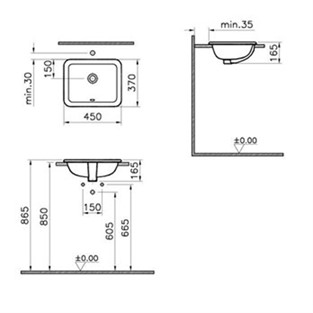VitrA S20 Tezgahüstü Lavabo Armatür Deliksiz 45 cm 5473B003-0642