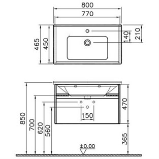 VitrA S50+ Lavabo Dolabı 80 cm Koyu Meşe 54740