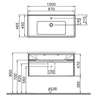VitrA S50+ Lavabo Dolabı 100 cm Altın Kiraz 54743