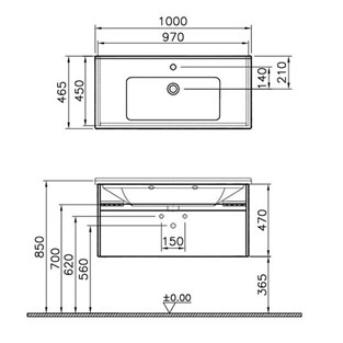 VitrA S50+ Lavabo Dolabı 100 cm Koyu Meşe 54744