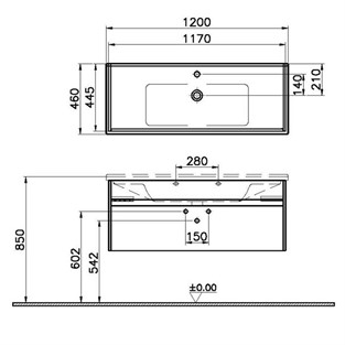 VitrA S50+ Lavabo Dolabı 120 cm Altın Kiraz 54747