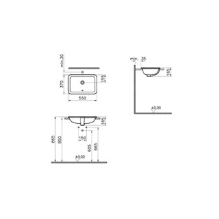 S20 Tezgahüstü Lavabo 55 cm-Beyaz 5475B003-0642