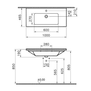 VitrA S50 Etajerli Lavabo 100 cm 5479B003-0001