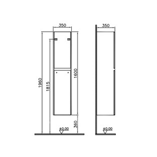 VitrA S50+ Boy Dolabı Çift Kapaklı Parlak Beyaz Sağ 54905
