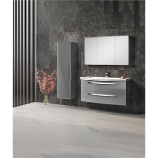 ORKA Urla Banyo Dolabı Takımı Parlak Gri 90 cm ORKA5000815