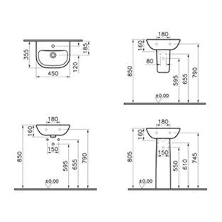 VitrA S20 Lavabo 45 cm 5500L003-0001