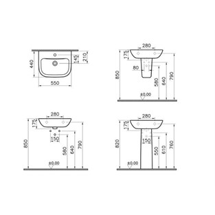 VitrA S20 Lavabo 55 cm Beyaz 5502L003-0001