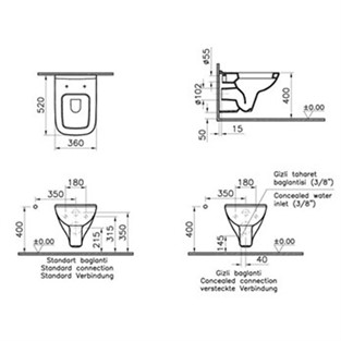 VitrA S20 Asma Klozet 52 cm 5507L003-0868