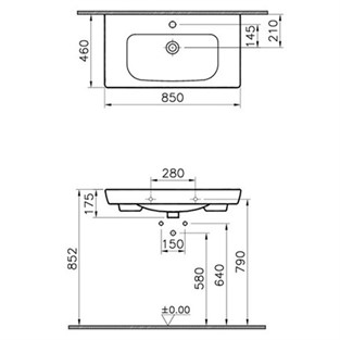 VitrA S20 Etajerli Lavabo 85 cm 5523B003-0001
