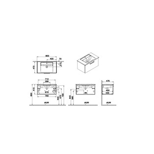 VitrA Root Lavabo Dolabı 80 cm Doğal Meşe 66422