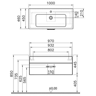 VitrA S50 Lavabo Dolabı 100 cm Tek Çekmeceli Parlak Beyaz 56070