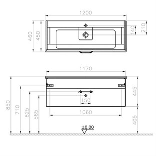 VitrA S50 Lavabo Dolabı 120 cm Tek Çekmeceli Altın Kiraz 56073