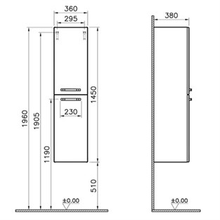 VitrA S50 Boy Dolabı 36 cm Parlak Beyaz Sol 56078
