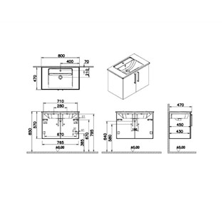 Vitra Root Flat Kapaklı Lavabo Dolabı, 80 cm, Parlak Beyaz 66390