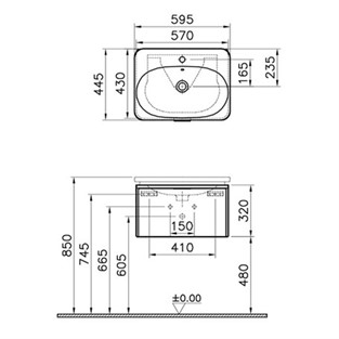VitrA Nest Trendy Lavabo Dolabı 60 cm Tek Çekmeceli Hareli Doğal Ahşap 56135