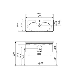 VitrA Nest Trendy 1 Çekmeceli Lavabo Dolabı 100 Cm Antrasit 56140