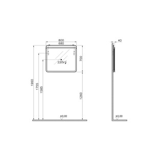 VitrA Nest Trendy Led Aydınlatmalı Ayna 80cm Parlak Antrasit 56162