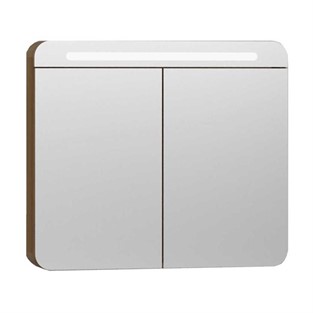 VitrA Nest Trendy Aydınlatmalı Dolaplı Ayna 80 cm Hareli Doğal Ahşap 56175