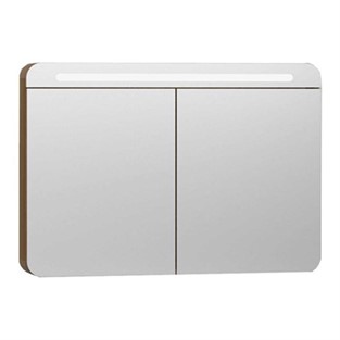 VitrA Nest Trendy Aydınlatmalı Dolaplı Ayna 100 cm Hareli Doğal Ahşap 56178