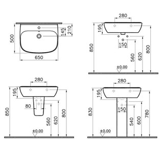 VitrA Zentrum Lavabo 65 cm 5634L003-0001