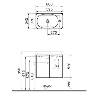 VitrA Nest Trendy Dar Lavabo Dolabı 60 cm Parlak Beyaz 56415