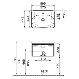 VitrA Nest Trendy Lavabo Dolabı 60 cm Tek Çekmeceli Parlak Beyaz 56437