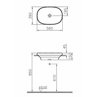 Frame Tezgahüstü Lavabo 55 cm-Beyaz 5652B403-0016