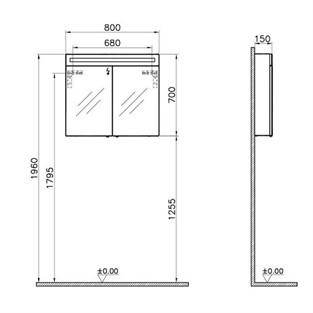 Vitra Elite Dolaplı Ayna 80 cm Ceviz 56776