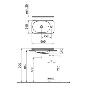 VitrA Nest Trendy Dar Tezgah Lavabo 60 cm 5689B003-0029