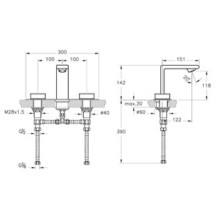 VitrA Memoria Lavabo Bataryası Krom-Siyah (3 Delikli Lavabolar İçin) A4231558
