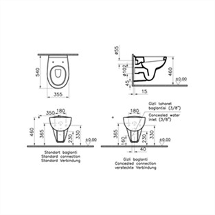 VitrA Conforma Özel İhtiyaç Asma Klozet 54 cm 5812L003-0850