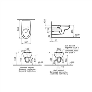 VitrA Conforma Özel İhtiyaç Asma Klozet 5813L003-0850