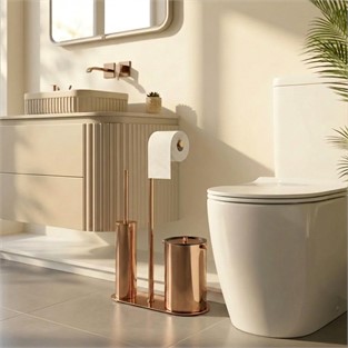 Kobos Nova Çöp Kovalı Yuvarlak Hareketli WC Set Parlak Bakır KBW-907RS
